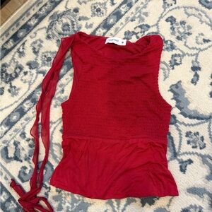 Tiger Mist Vibrant Red Sleeveless Blouse